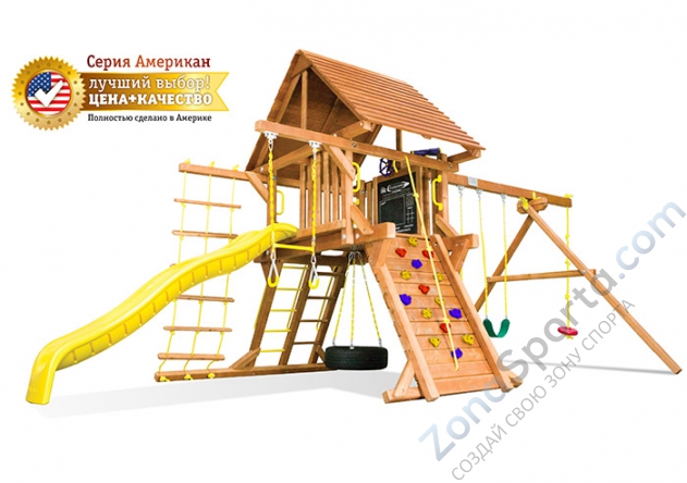 Игровая площадка Rainbow Play Systems Американ Кастл II деревянная крыша (American Castle II)