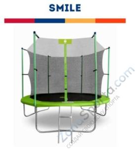 Батут Smile outside зеленый 10фт. с защитной внутренней сеткой и лестницей