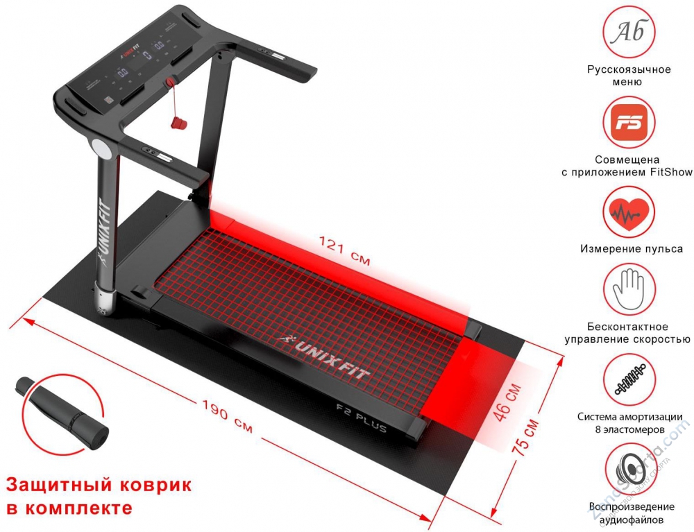 Беговая дорожка Unix Fit Hi-tech F2 Plus Dark Storm