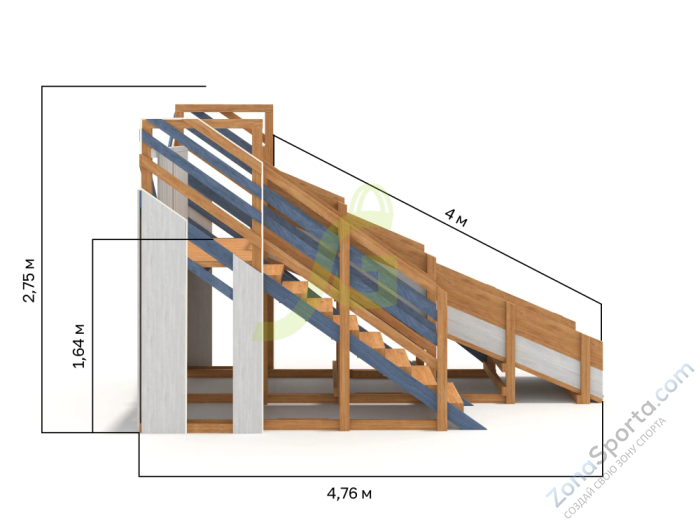 Деревянная зимняя горка IgraGrad Snow Fox длина ската 4 м мод.3