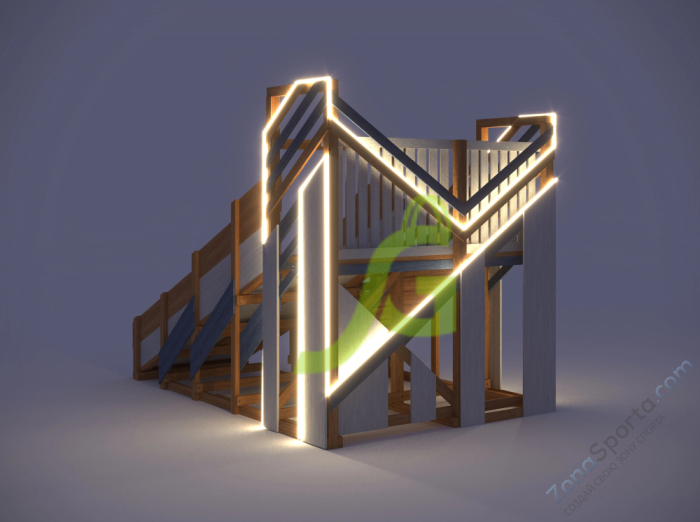 Деревянная зимняя горка IgraGrad Snow Fox длина ската 4 м мод.3