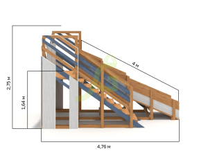 Деревянная зимняя горка IgraGrad Snow Fox длина ската 4 м мод.3