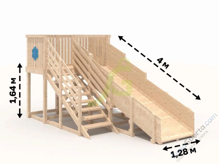 Деревянная зимняя горка IgraGrad Snow Fox скат 4 м без окраски