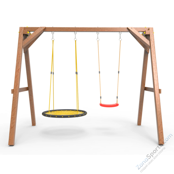 Деревянные качели Пикник 2 Оптимус (качели гнездо 1м качели долька)