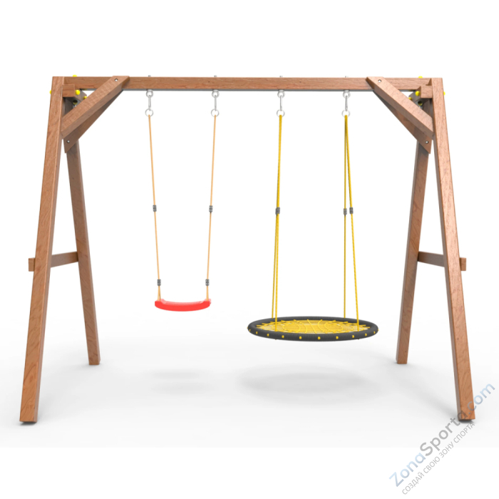 Деревянные качели Пикник 2 Оптимус (качели гнездо 1м качели долька)