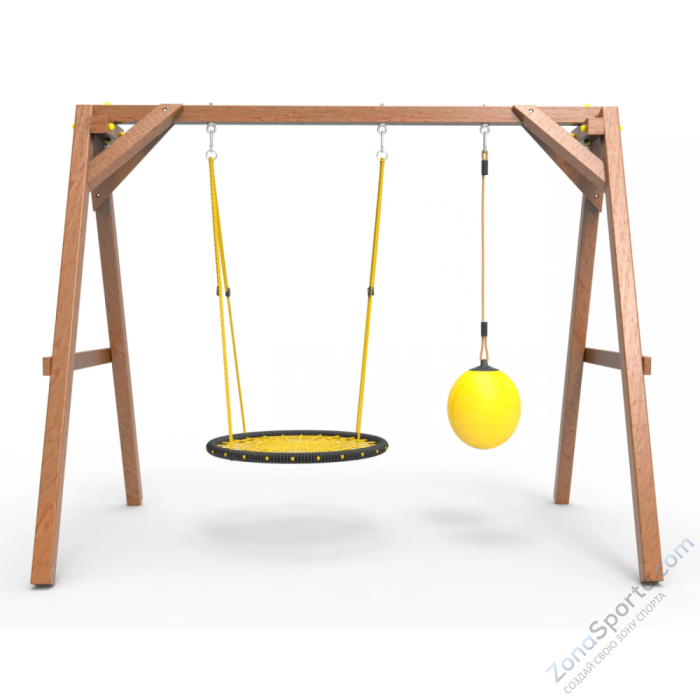 Деревянные качели Пикник 2 Оптимус (качели гнездо 1м качели drop)