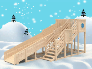 Детская деревянная зимняя горка IgraGrad Snow Fox скат 5.9 м без окраски