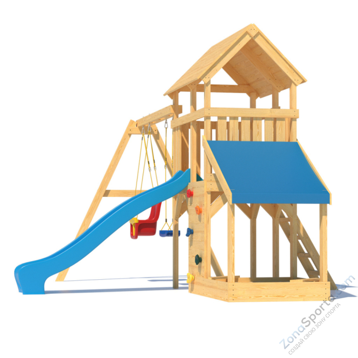 Детская площадка CustWood Scout S7+ с большой деревянной крышей