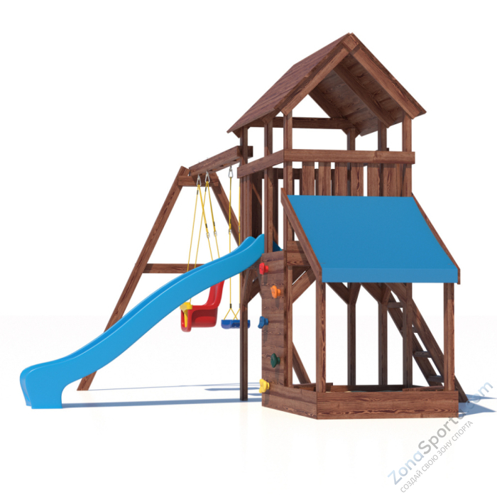 Детская площадка CustWood Scout SC7+ с большой деревянной крышей