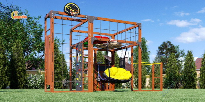 Детская площадка Савушка Куб-2 (Махагон) с подушками