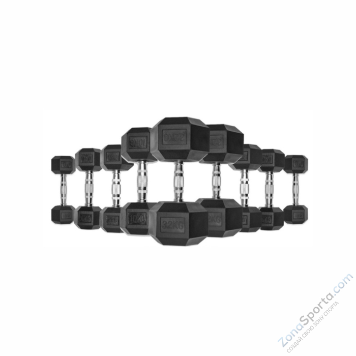 Гексагональные обрезиненные гантели UltraGym от 12,5 до 25 кг 
