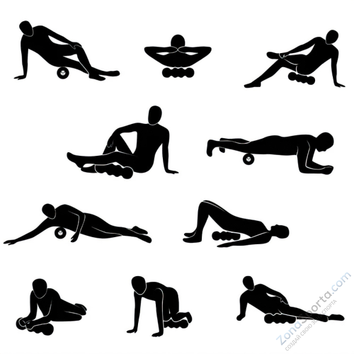 Контурный массажный ролл INEX Rollga 45 x 15 см, черный