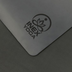 Коврик для йоги INEX Yoga PU Mat TPE c гравировкой серый
