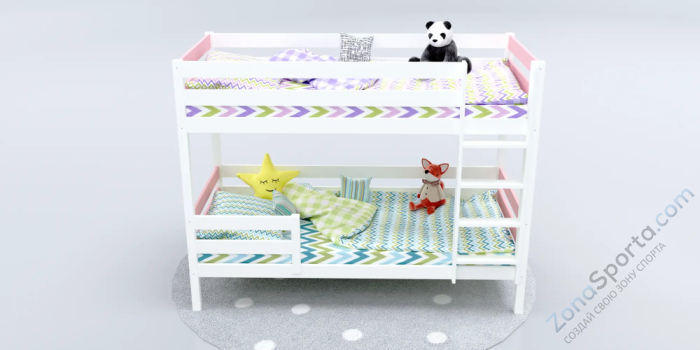 Кровать детская двухъярусная Савушка-01 90х200 розовая