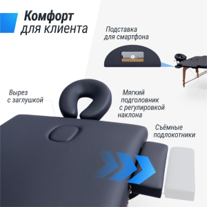 Массажный стол Unix Standard 3 Section Black