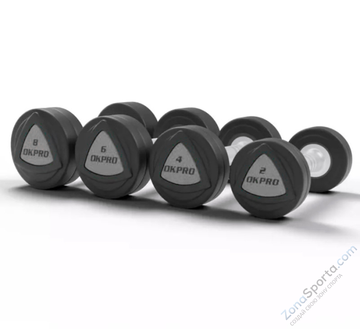 Набор полиуретановых гантелей от 12 до 30 кг (шаг 2 кг) OKPRO OK1032B-12-30-G