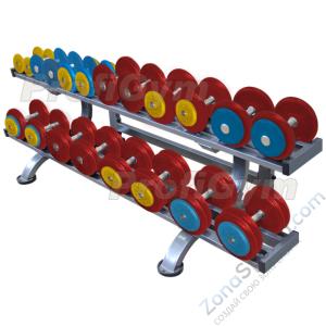 Обрезиненный цветной гантельный ряд от 11 до 31 кг с шагом 2.5 кг ProfiGym