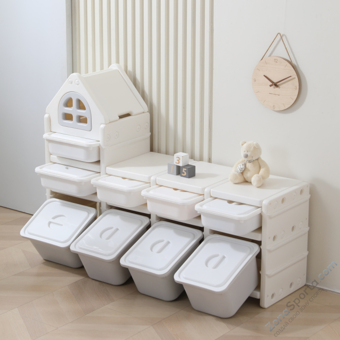 Стеллаж для игрушек Unix Kids Grey (9 ящиков)