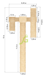 Зимняя деревянная горка IgraGrad Snow Fox 12 м две лестницы без окраски