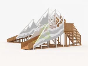 Зимняя деревянная горка IgraGrad Snow Fox 12 м с двумя скатами мод.5