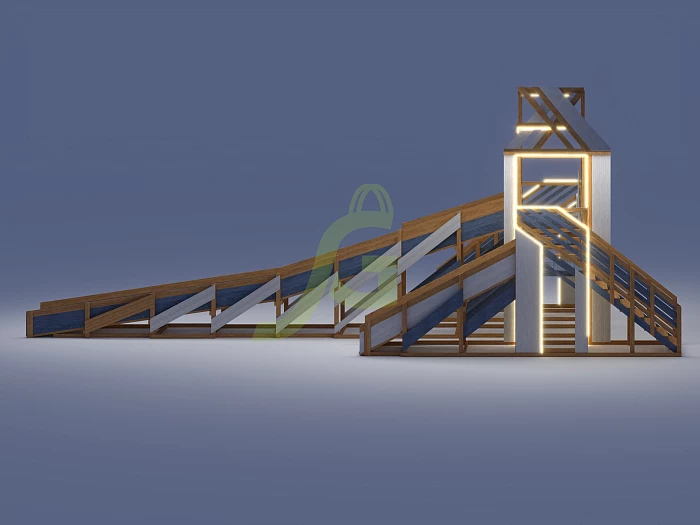 Зимняя деревянная горка IgraGrad Snow Fox 12 м с двумя скатами мод.624