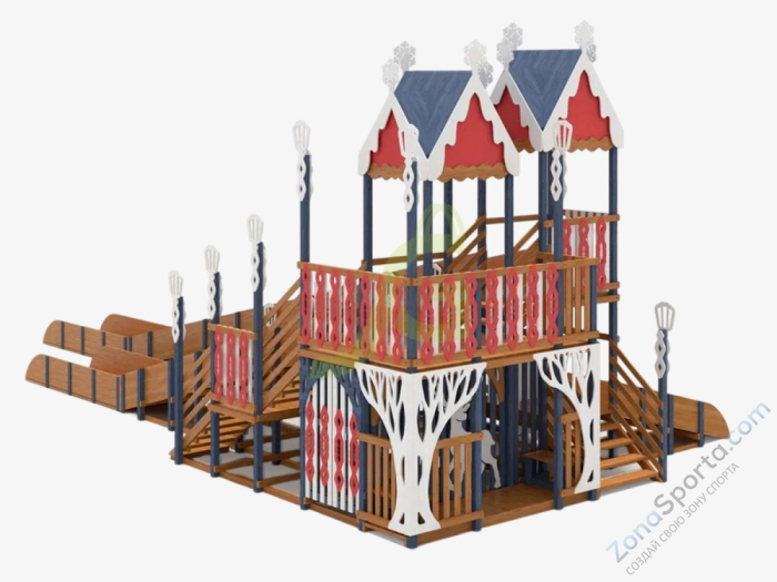 Зимняя деревянная горка IgraGrad Snow Fox 19 с тремя скатами