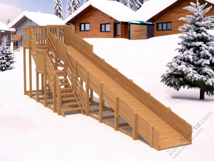 Зимняя деревянная горка IgraGrad Snow Fox скат 10м