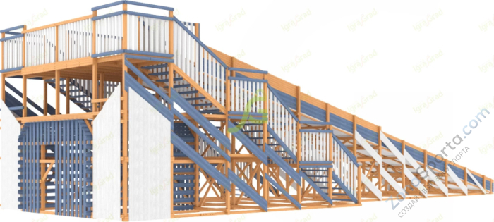 Зимняя деревянная горка IgraGrad Snow Fox скат 18 м мод.2