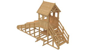 Зимняя деревянная заливная горка Теремок 1 (без окраски)