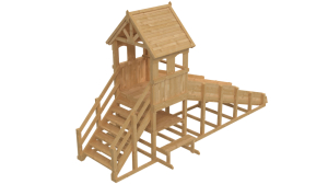 Зимняя деревянная заливная горка Теремок 1 (без окраски)