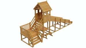 Зимняя деревянная заливная горка Теремок 2 (пропитка)