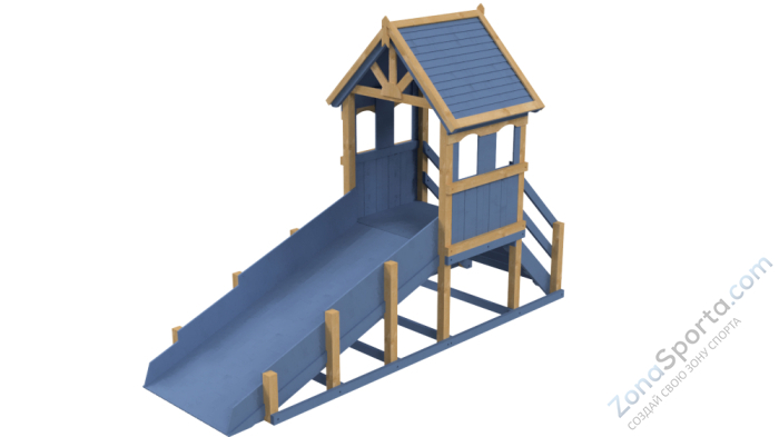 Зимняя деревянная заливная горка Теремок (масло)