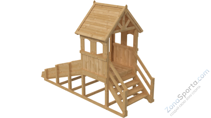 Зимняя деревянная заливная горка Теремок (без окраски)