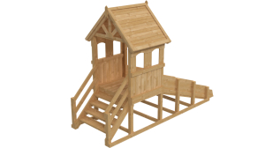 Зимняя деревянная заливная горка Теремок (без окраски)